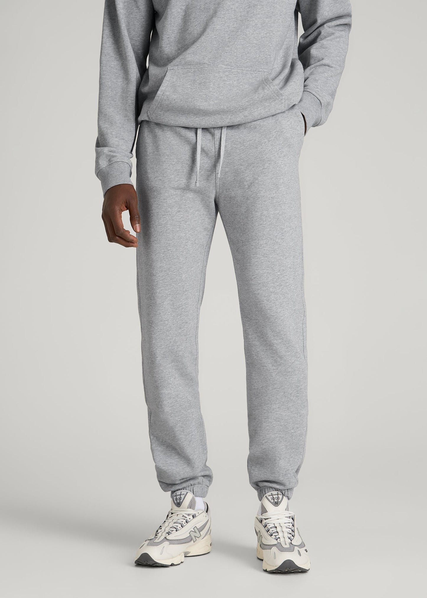 American Tall Men Everyday French Terry Cinched Bottom Sweatpants for Tall Men in Grey Mix