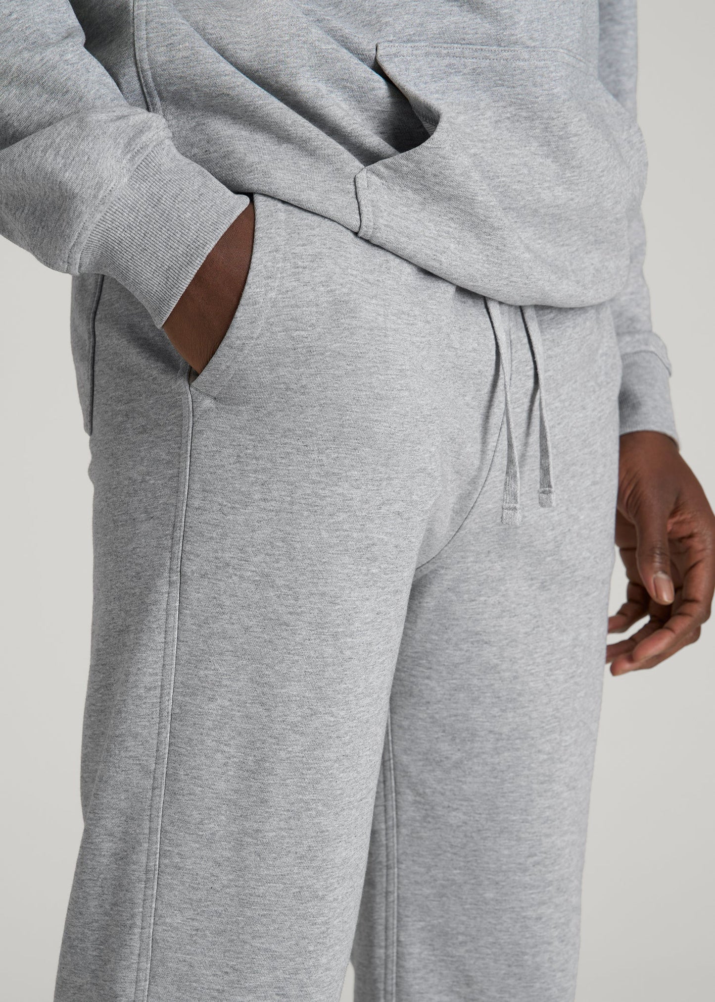 American Tall Men Everyday French Terry Cinched Bottom Sweatpants for Tall Men in Grey Mix
