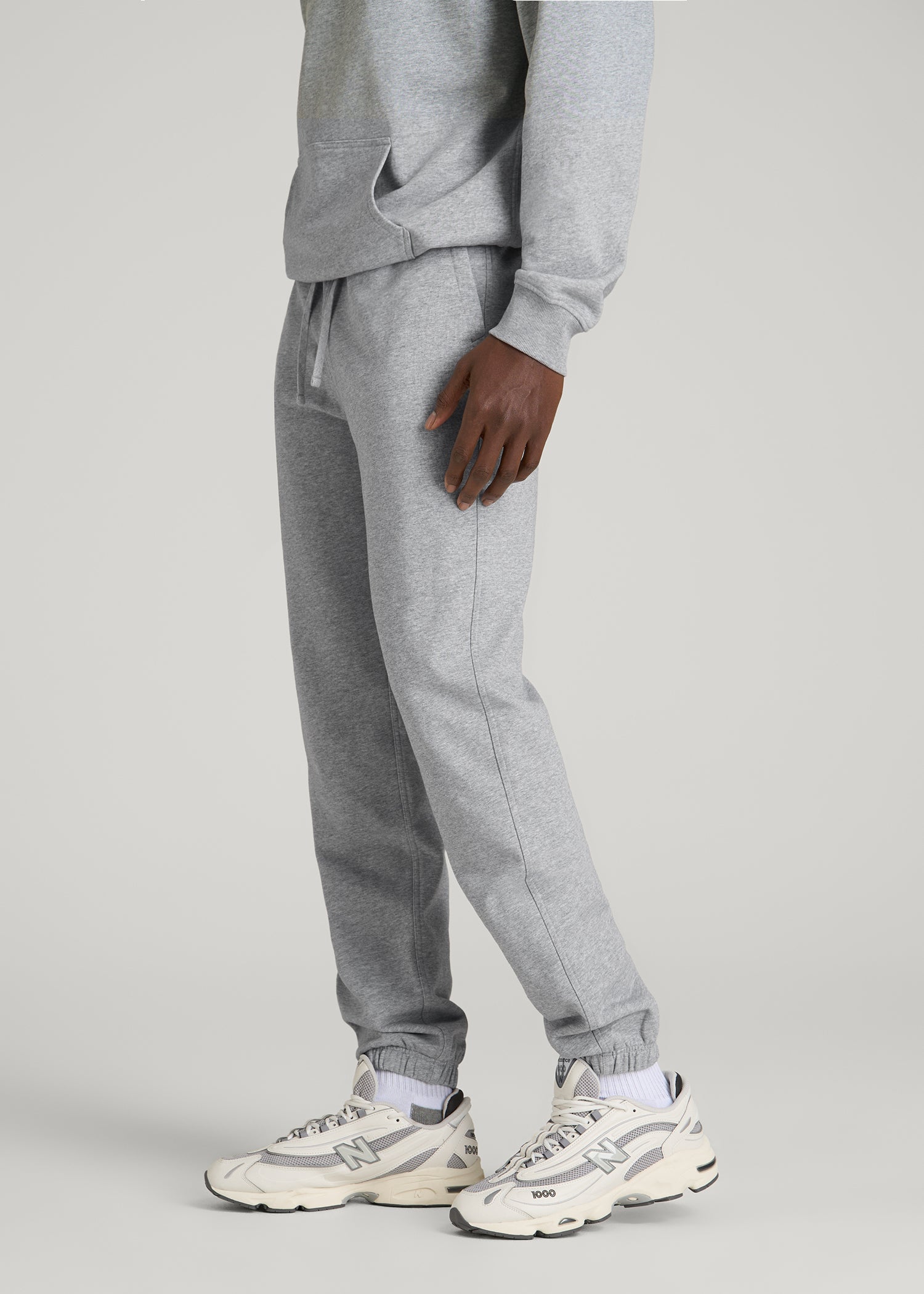 American Tall Men Everyday French Terry Cinched Bottom Sweatpants for Tall Men in Grey Mix