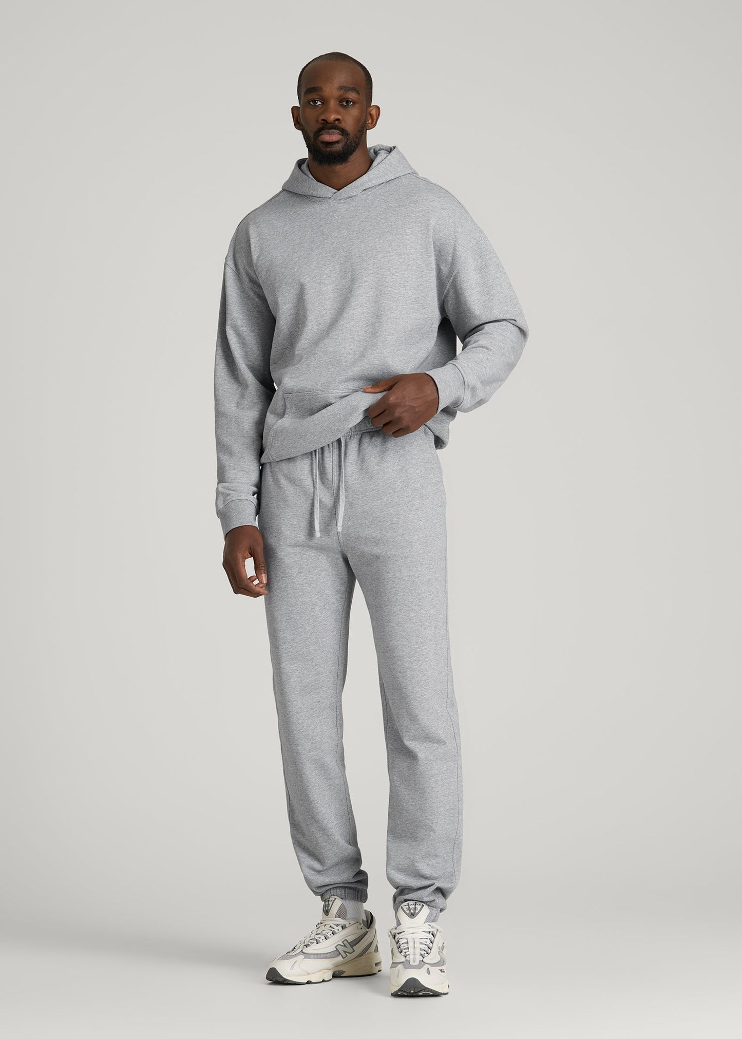 American Tall Men Everyday French Terry Cinched Bottom Sweatpants for Tall Men in Grey Mix