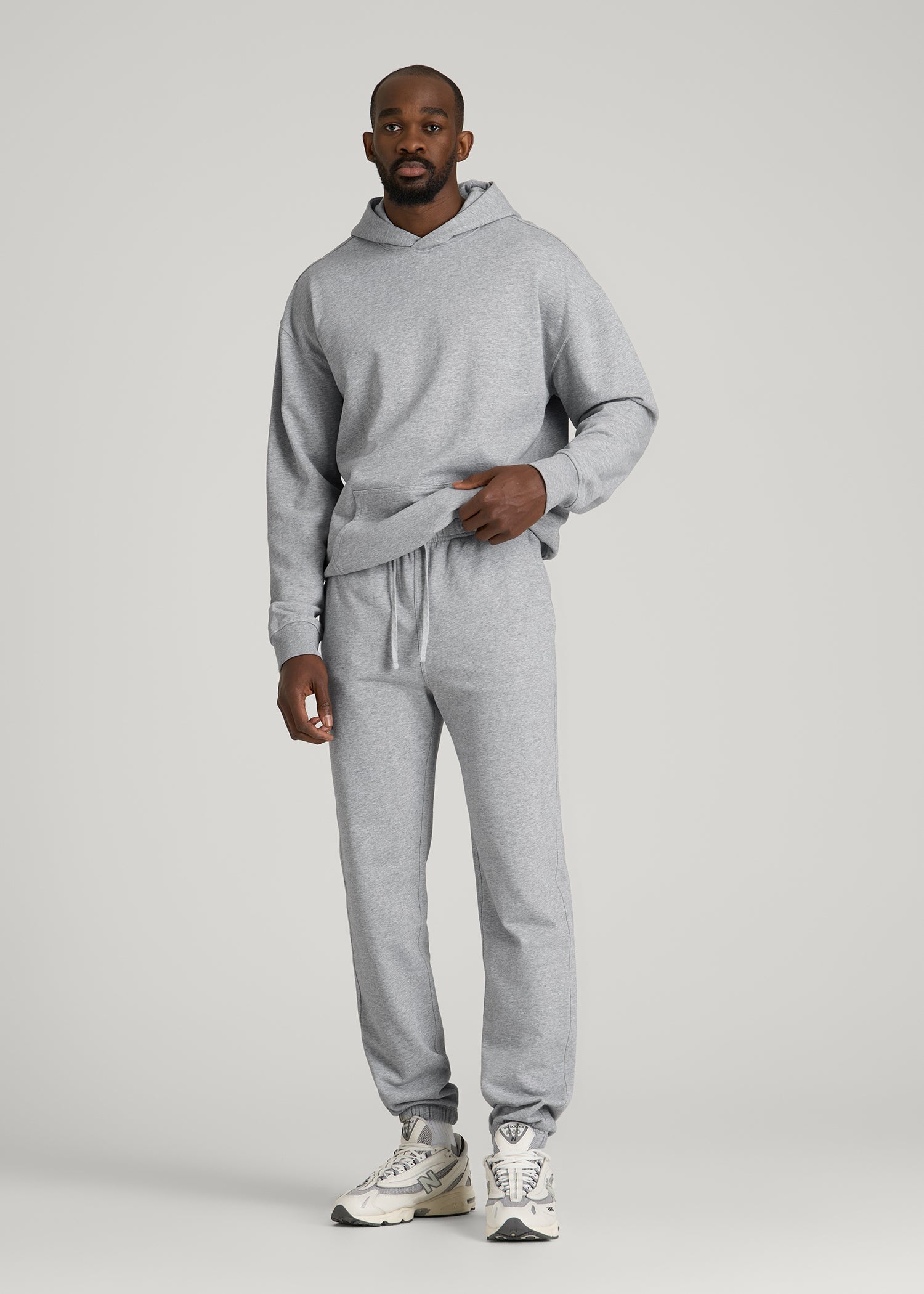 American Tall Men Everyday French Terry Cinched Bottom Sweatpants for Tall Men in Grey Mix
