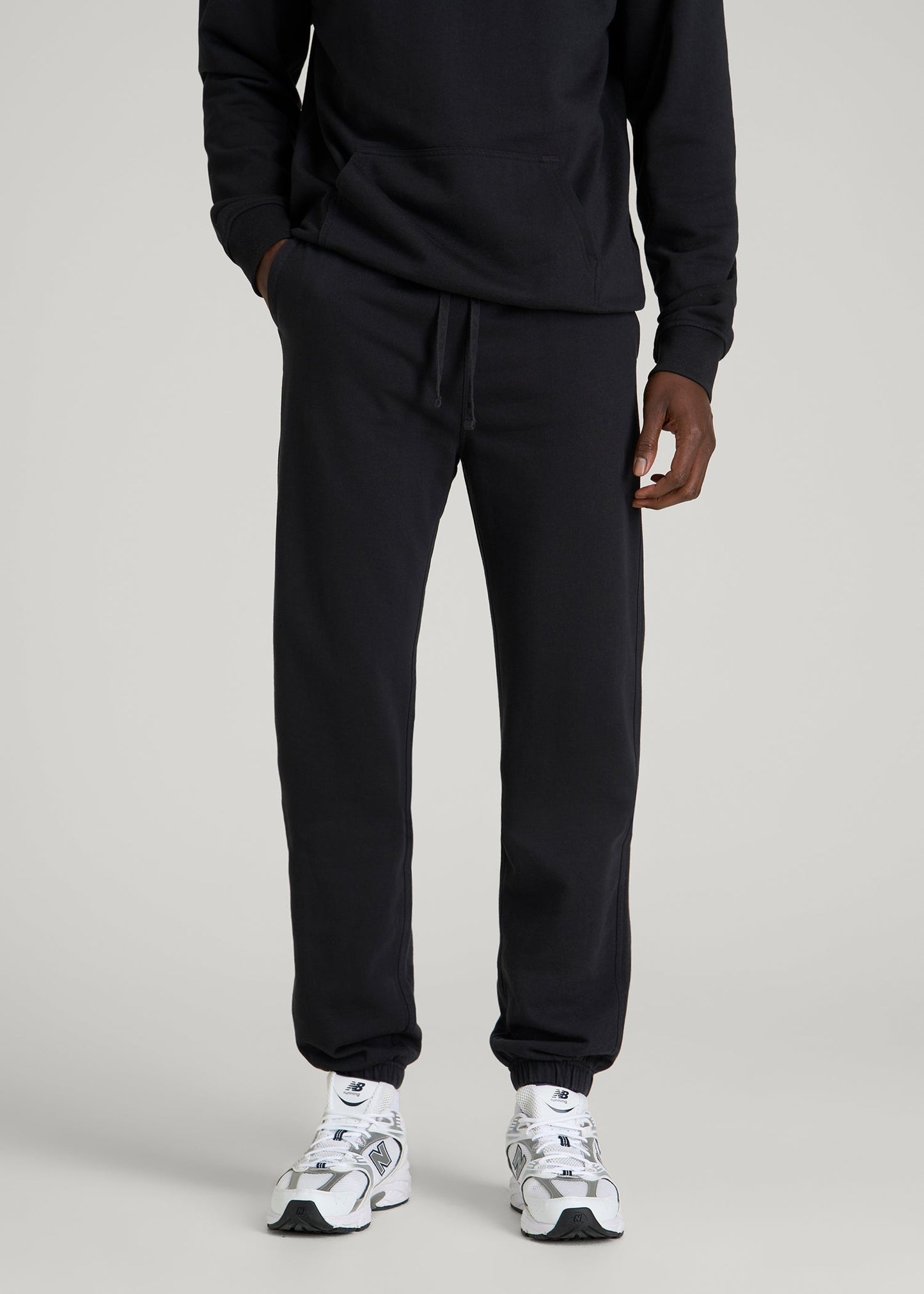 American Tall Men Everyday French Terry Cinched Bottom Sweatpants for Tall Men in Black
