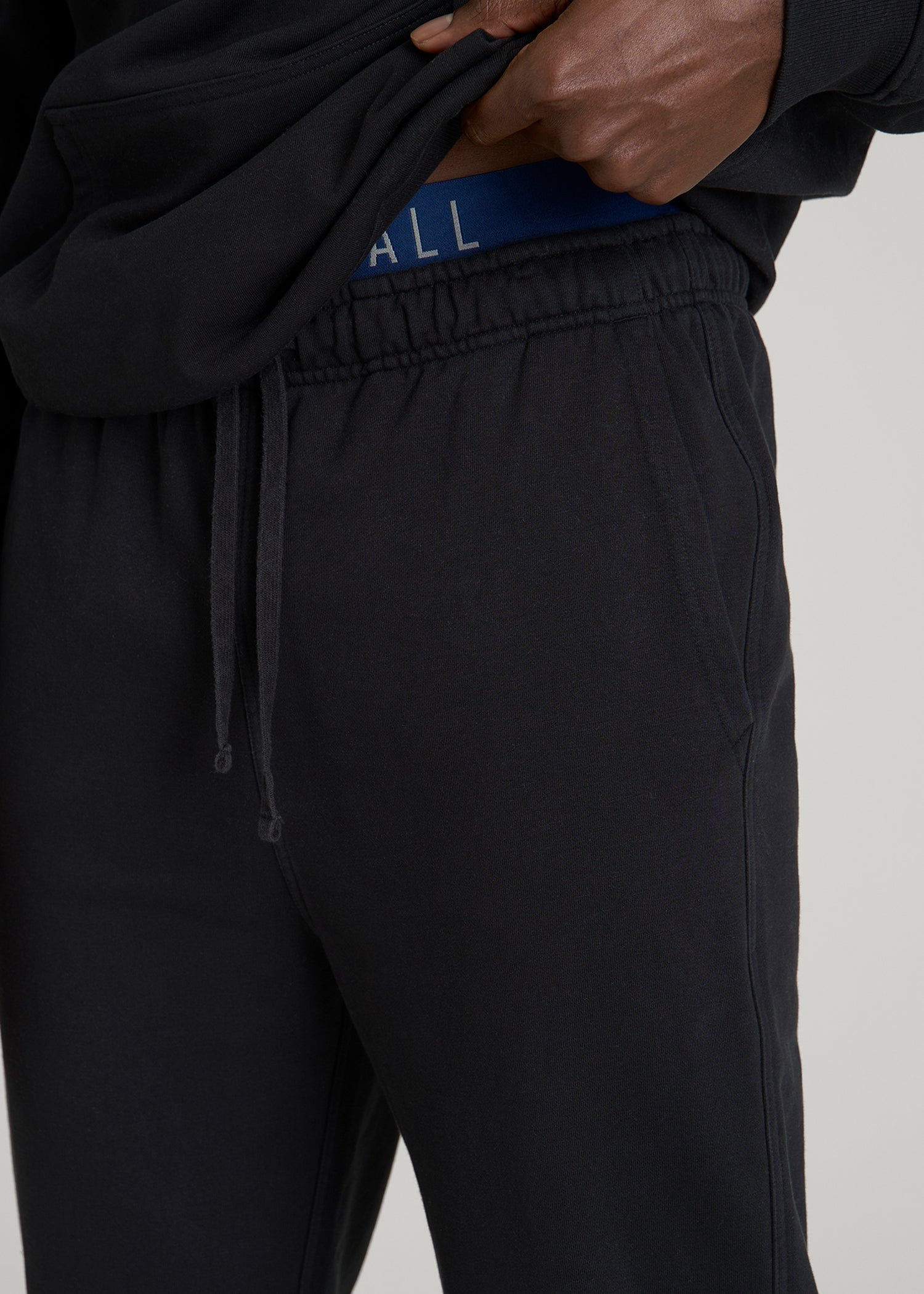 American Tall Men Everyday French Terry Cinched Bottom Sweatpants for Tall Men in Black