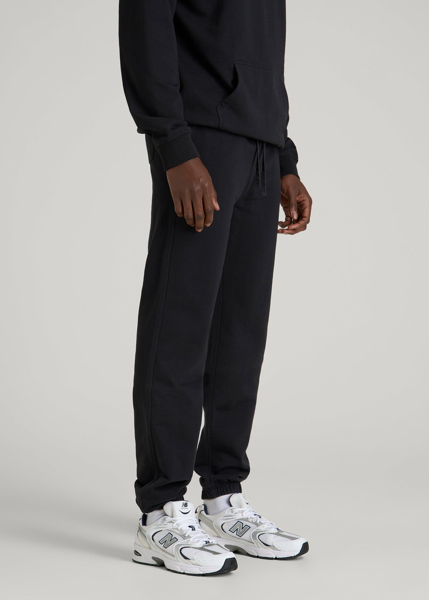American Tall Men Everyday French Terry Cinched Bottom Sweatpants for Tall Men in Black
