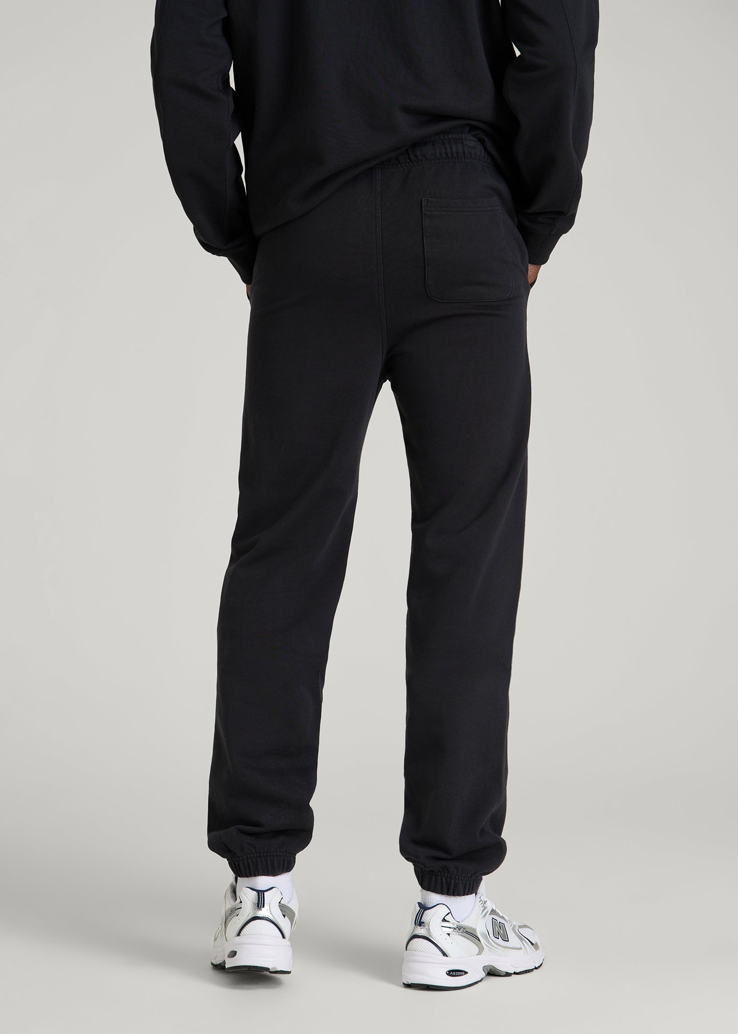 American Tall Men Everyday French Terry Cinched Bottom Sweatpants for Tall Men in Black
