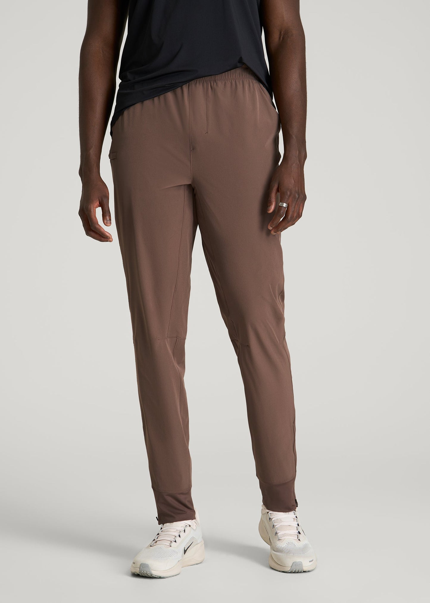 American Tall Men Featherweight Perforated Training Joggers for Tall Men in Coffee Quartz