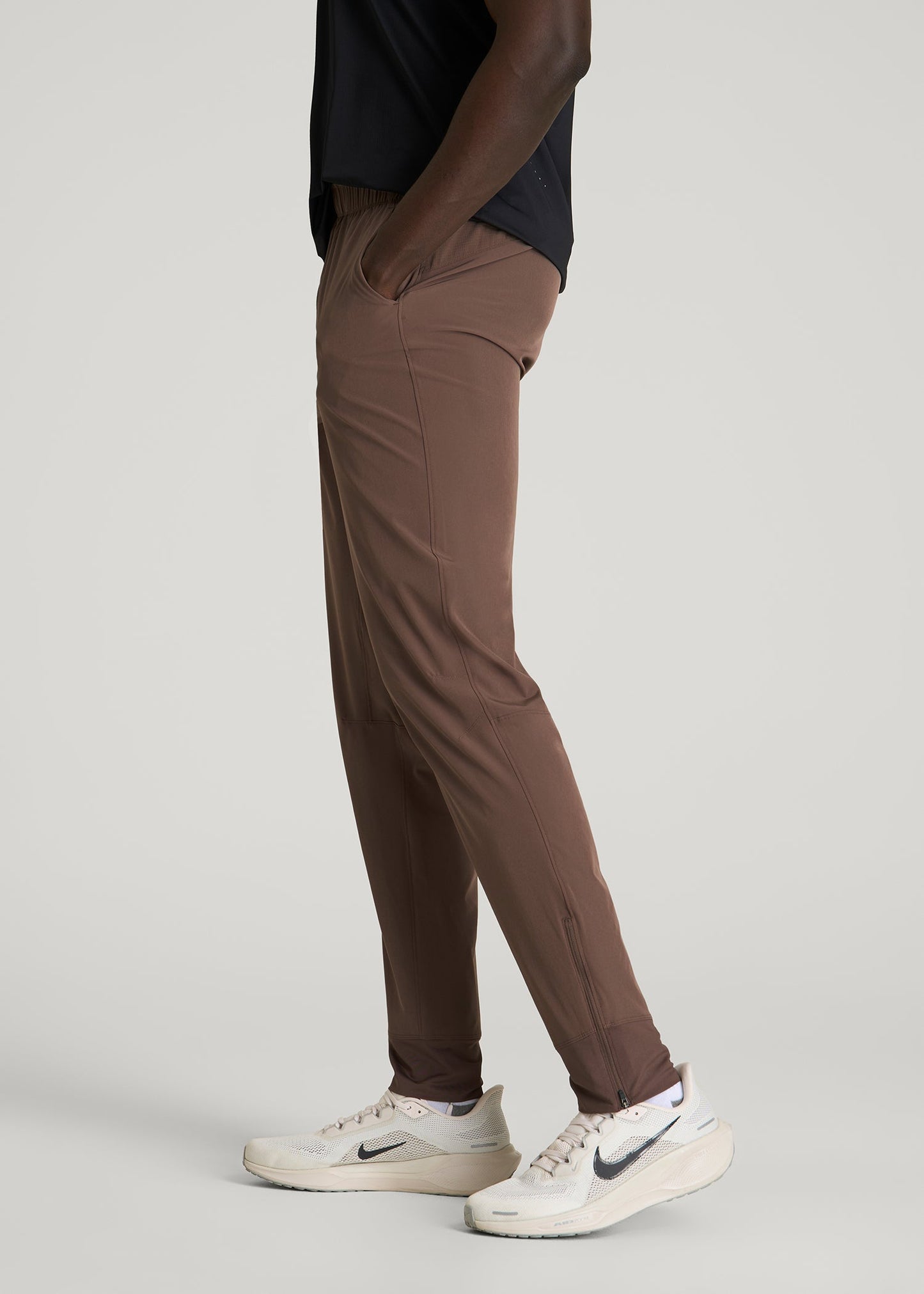 American Tall Men Featherweight Perforated Training Joggers for Tall Men in Coffee Quartz