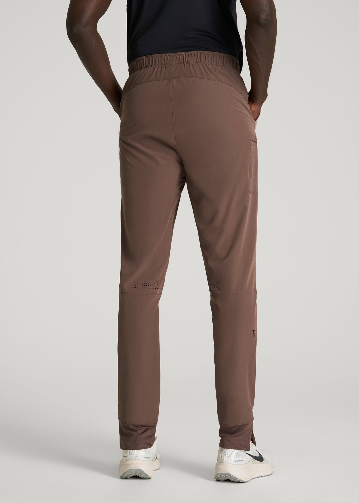 American Tall Men Featherweight Perforated Training Joggers for Tall Men in Coffee Quartz