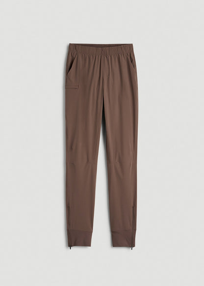 American Tall Men Featherweight Perforated Training Joggers for Tall Men in Coffee Quartz