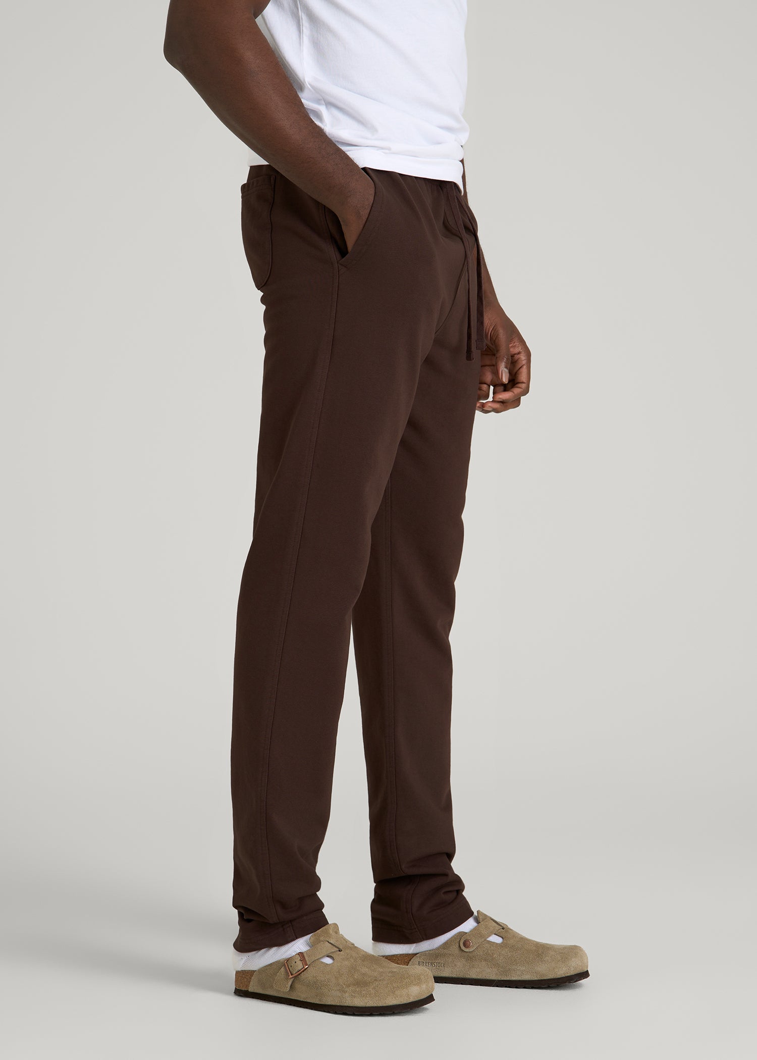 American Tall Men Everyday French Terry Straight Leg Sweatpants for Tall Men in Espresso