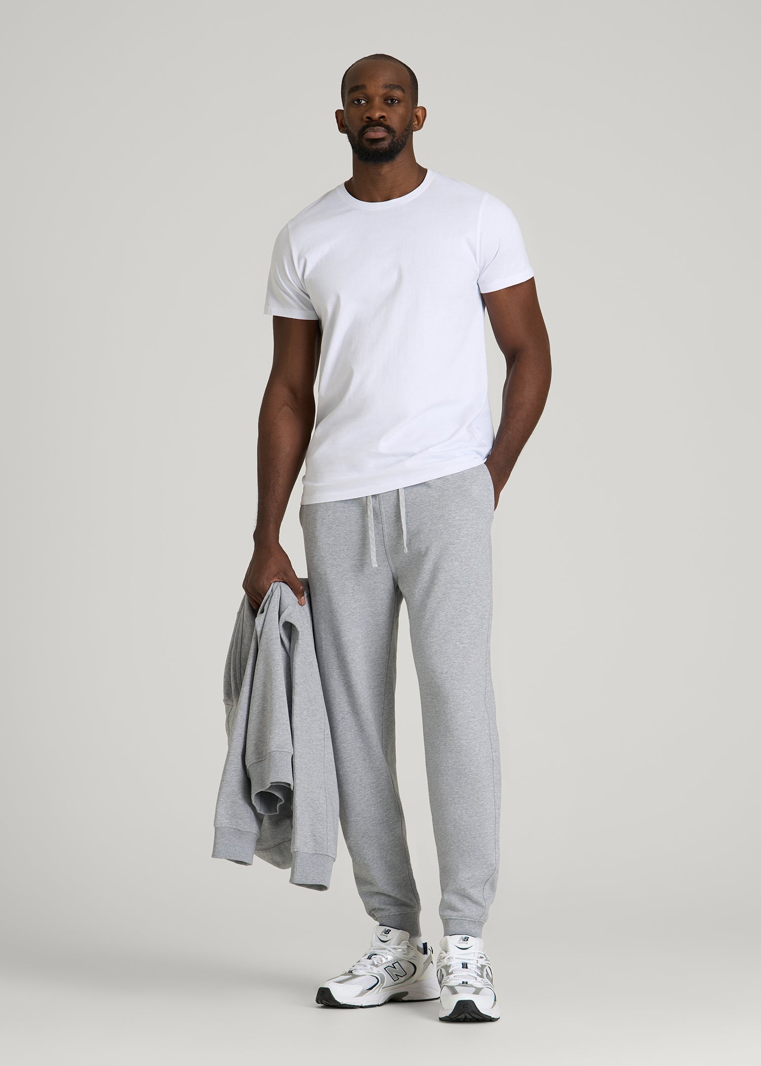 American Tall Men Everyday French Terry Jogger for Tall Men in Grey Mix