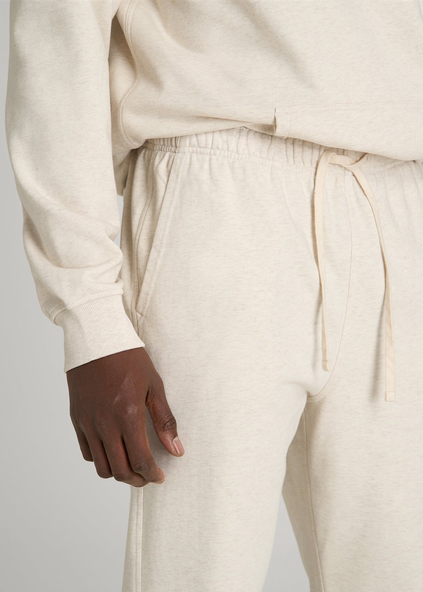 American Tall Men Everyday French Terry Straight Leg Sweatpants for Tall Men in Heathered Oatmeal