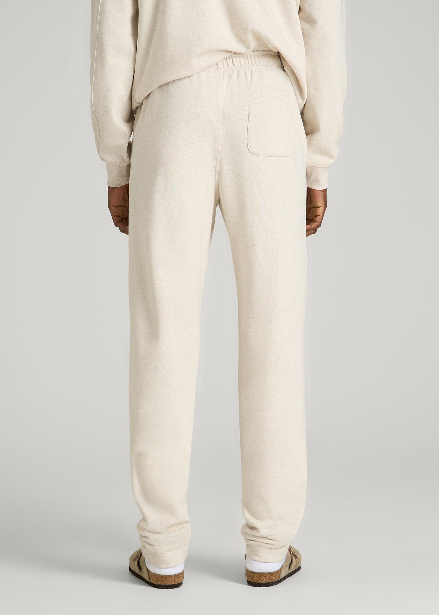 American Tall Men Everyday French Terry Straight Leg Sweatpants for Tall Men in Heathered Oatmeal