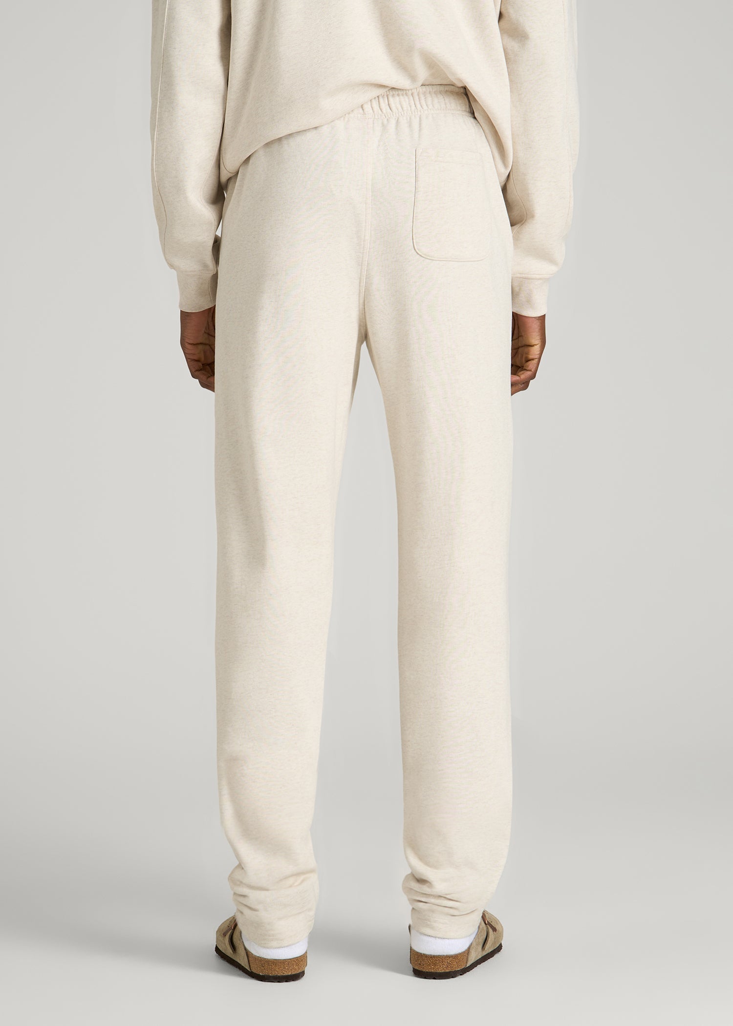 American Tall Men Everyday French Terry Straight Leg Sweatpants for Tall Men in Heathered Oatmeal