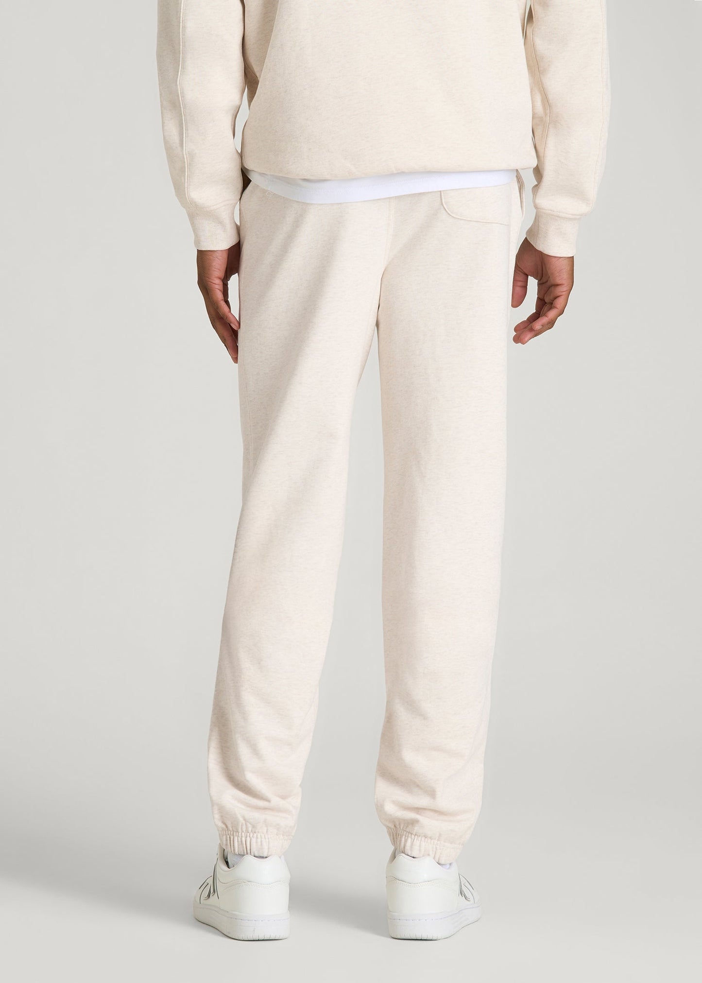 American Tall Men Everyday French Terry Cinched Bottom Sweatpants for Tall Men in Heathered Oatmeal