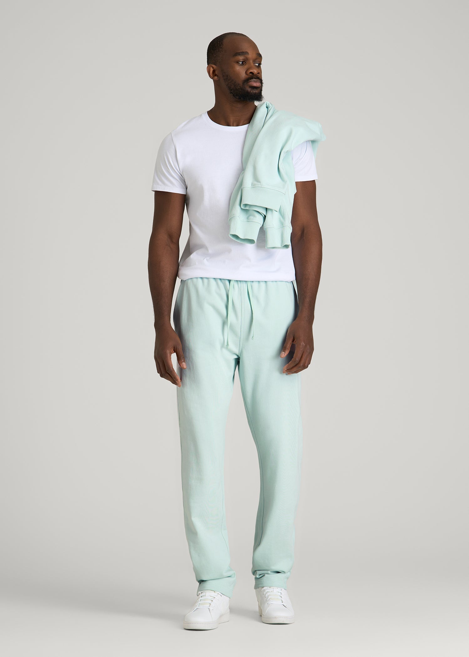 American Tall Men Everyday French Terry Straight Leg Sweatpants for Tall Men in Opal Blue