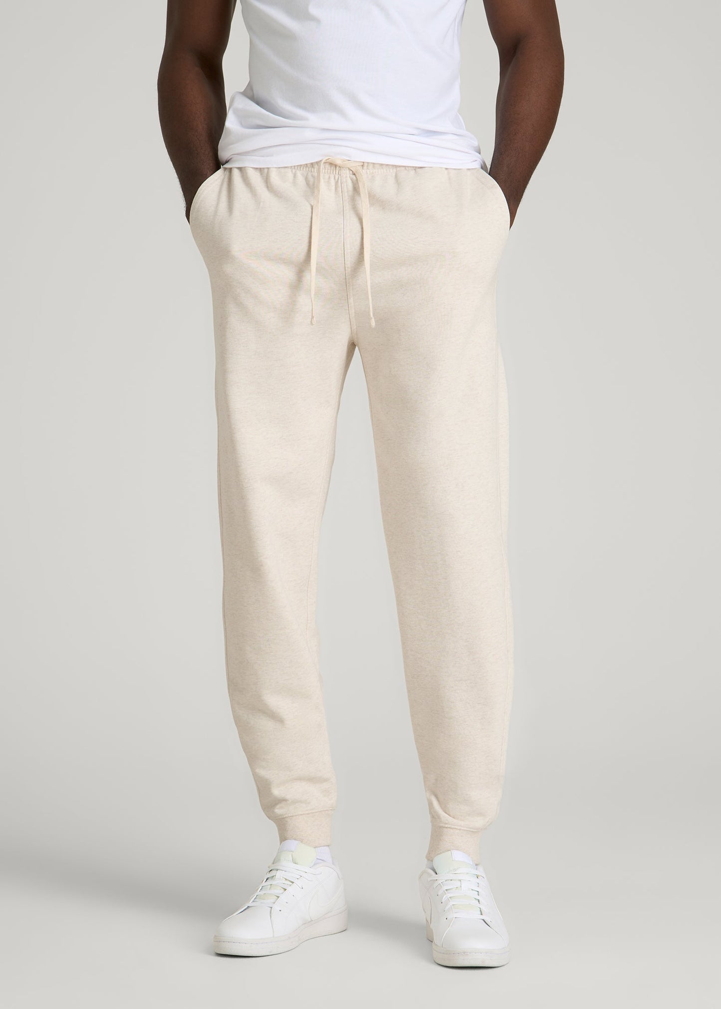 American Tall Men Everyday French Terry Jogger for Tall Men in Heathered Oatmeal