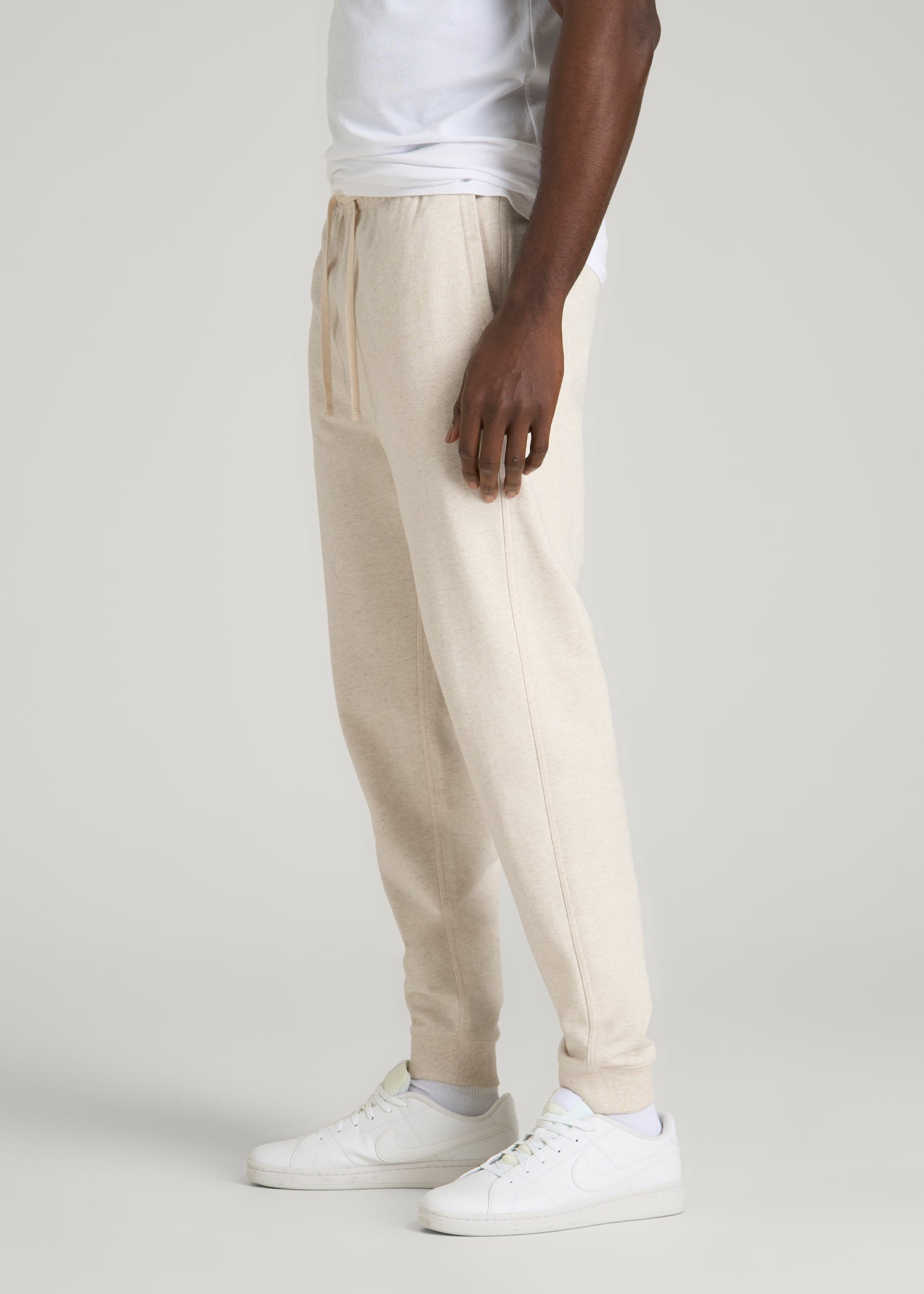 American Tall Men Everyday French Terry Jogger for Tall Men in Heathered Oatmeal