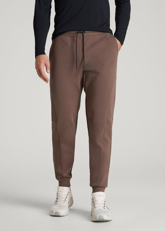 American Tall Men Tech Motion Fleece Joggers for Tall Men in Coffee Quartz