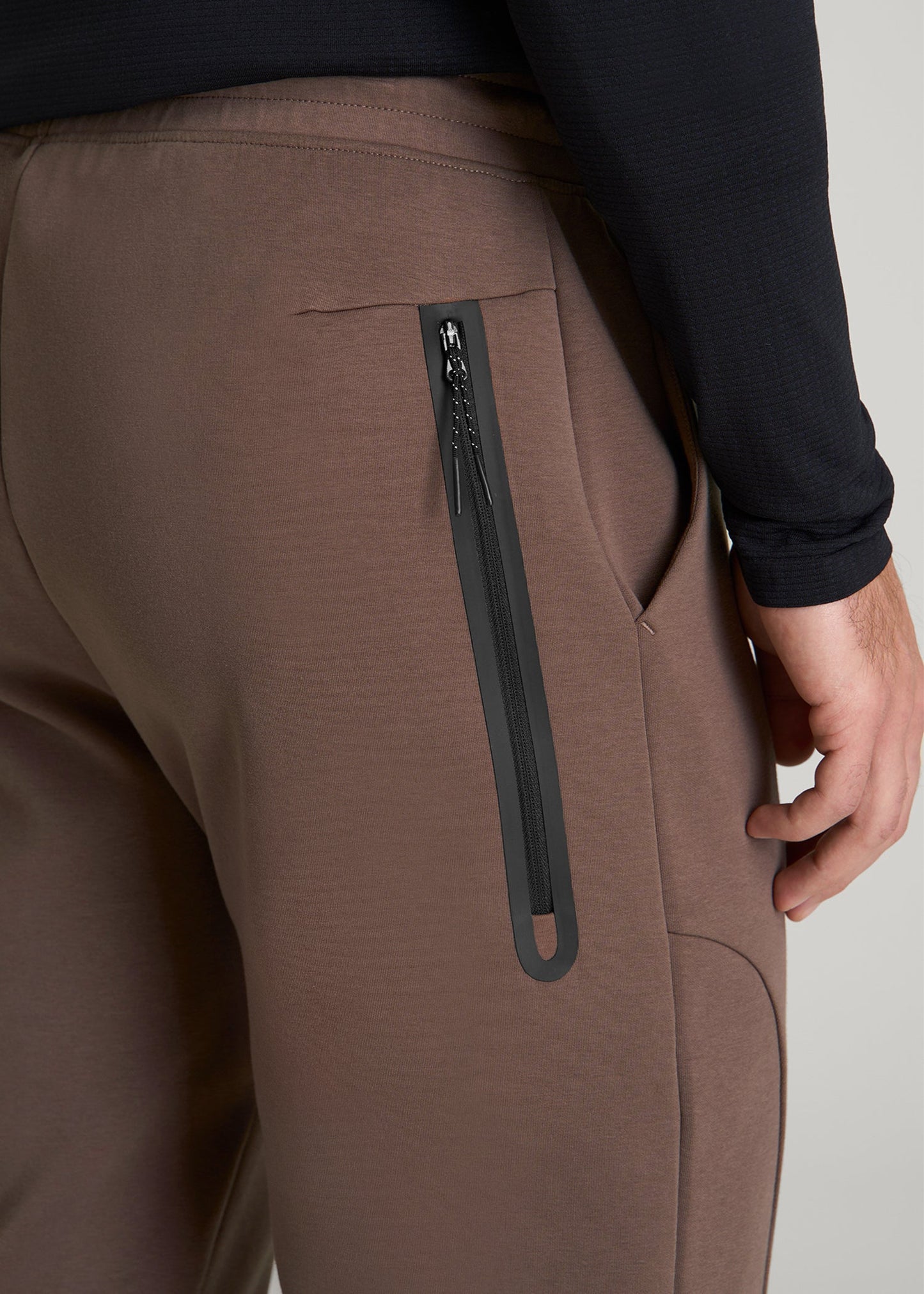 American Tall Men Tech Motion Fleece Joggers for Tall Men in Coffee Quartz
