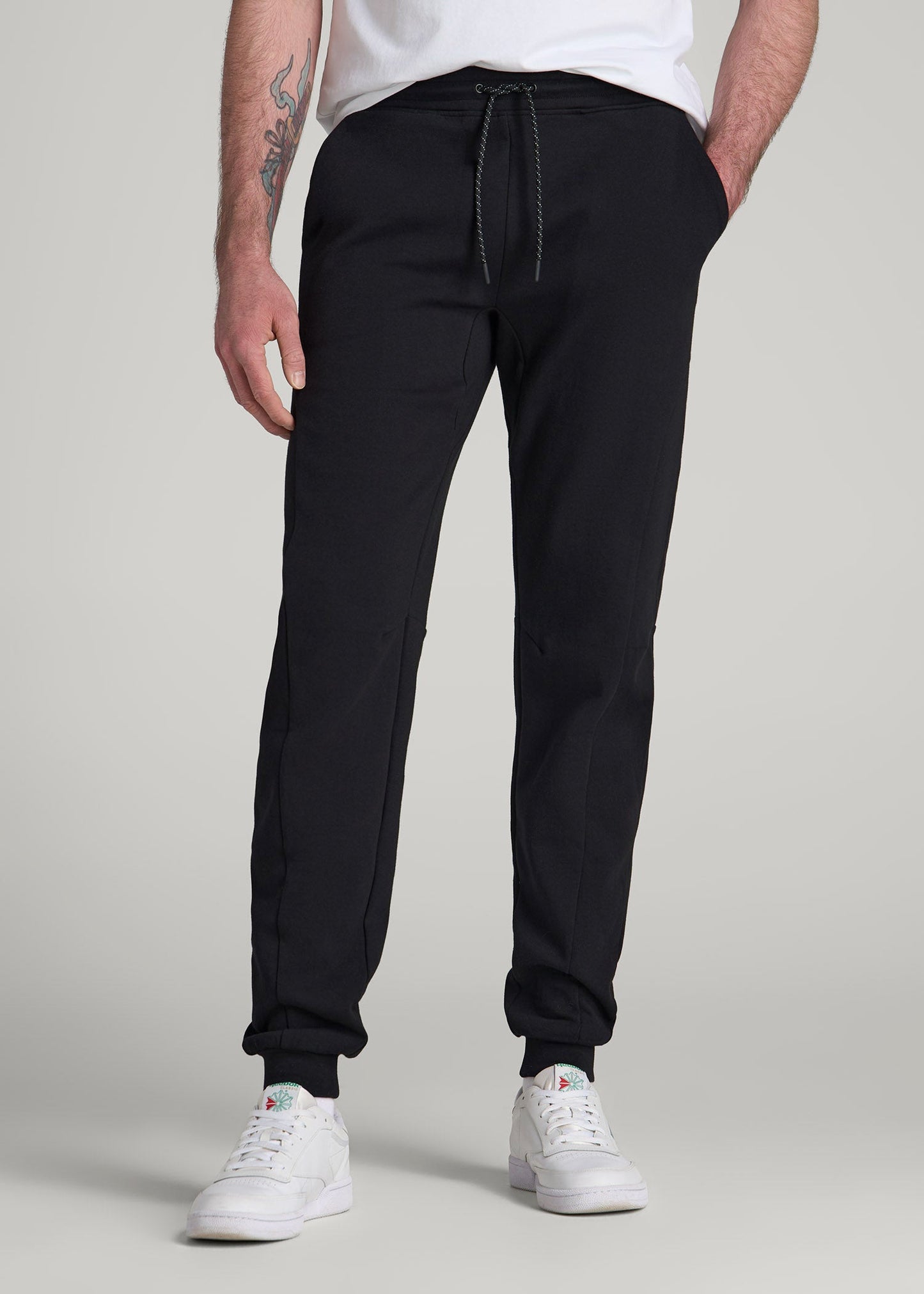American Tall Men Tech Motion Fleece Joggers for Tall Men in Black