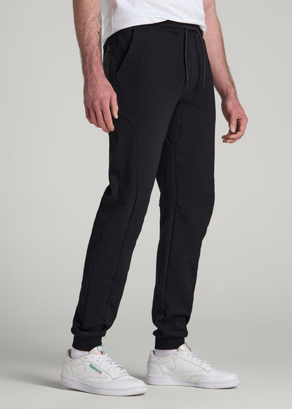 American Tall Men Tech Motion Fleece Joggers for Tall Men in Black