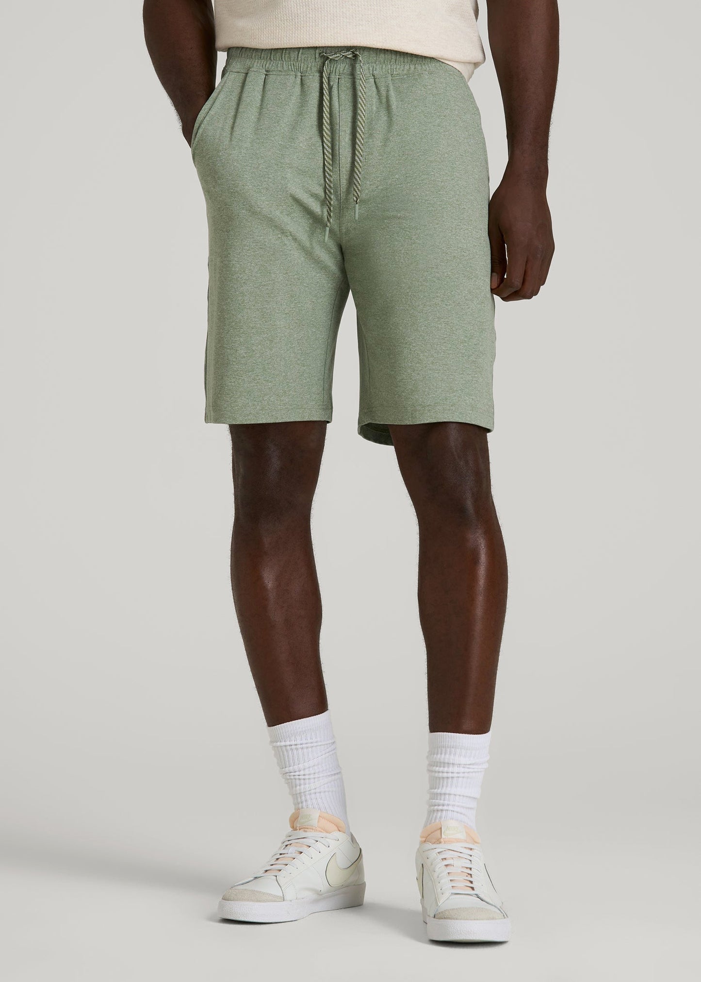 American Tall Men Weekender Stretch Lounge Shorts for Tall Men in Dark Seagrass Mix