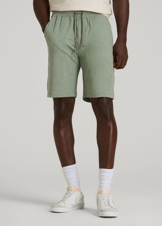 American Tall Men Weekender Stretch Lounge Shorts for Tall Men in Dark Seagrass Mix