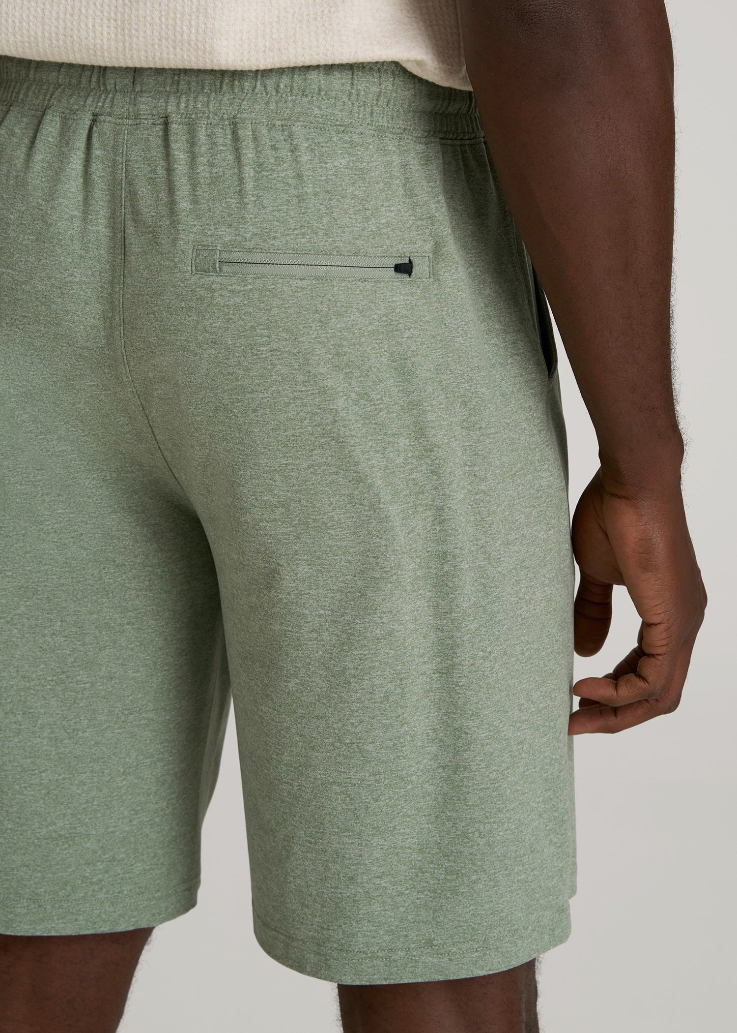American Tall Men Weekender Stretch Lounge Shorts for Tall Men in Dark Seagrass Mix