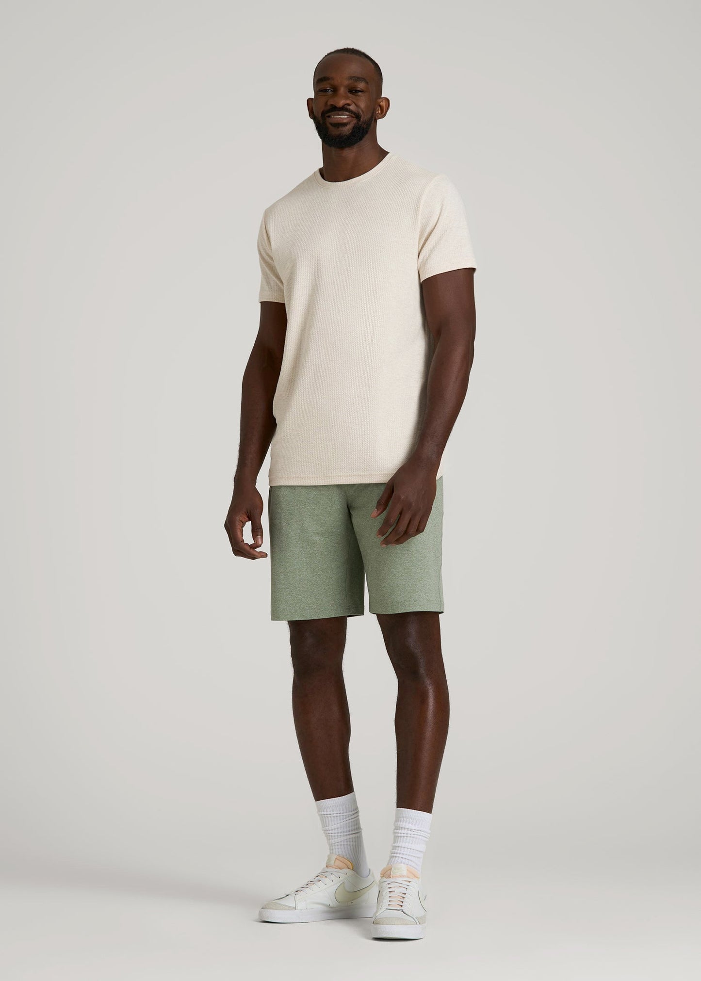 American Tall Men Weekender Stretch Lounge Shorts for Tall Men in Dark Seagrass Mix