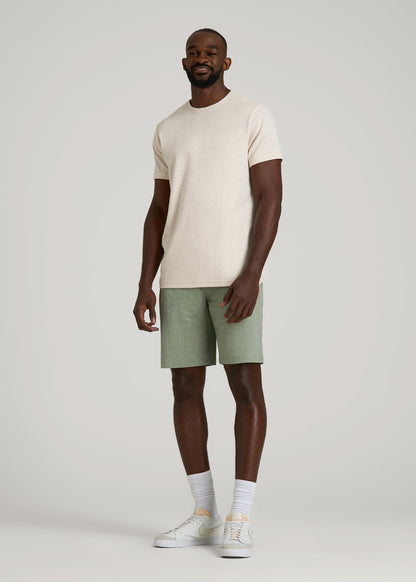American Tall Men Weekender Stretch Lounge Shorts for Tall Men in Dark Seagrass Mix