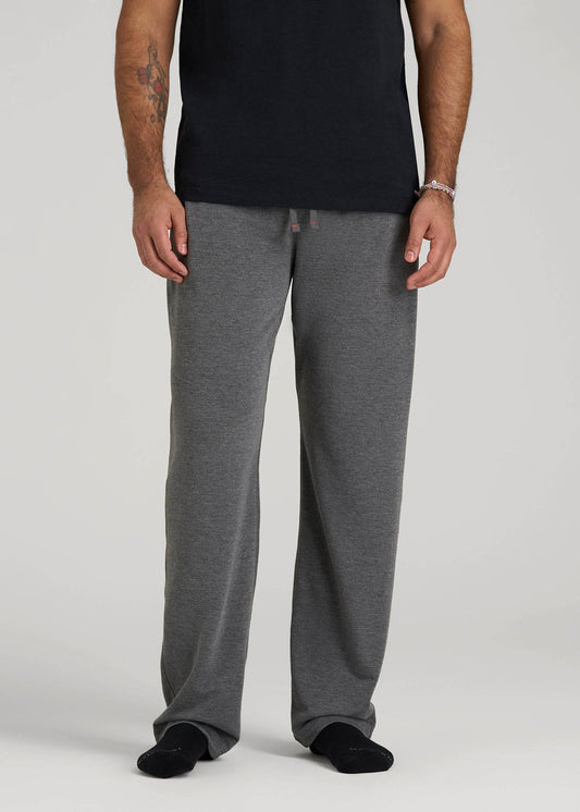 American Tall Men Open-Bottom Pajama Pants for Tall Men in Charcoal Mix