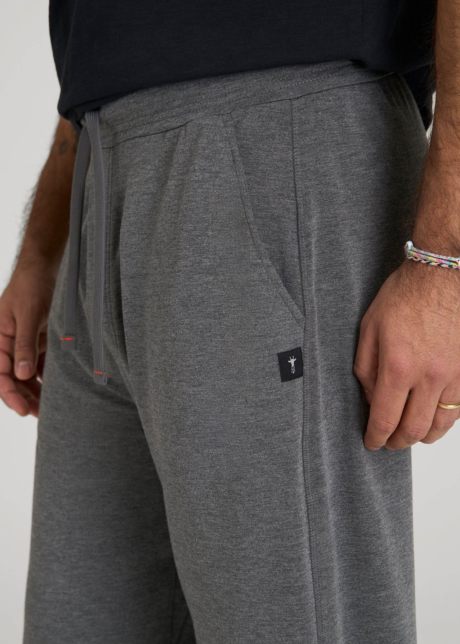 American Tall Men Open-Bottom Pajama Pants for Tall Men in Charcoal Mix