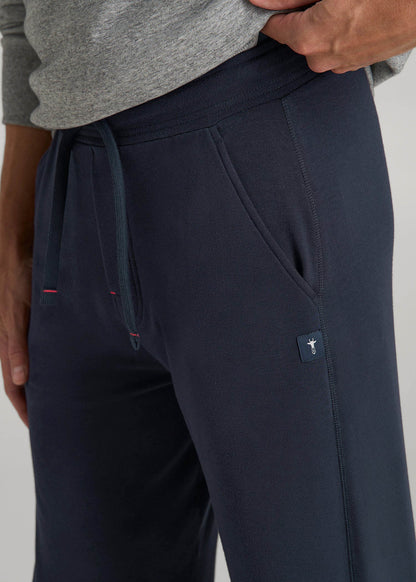 American Tall Men Open-Bottom Pajama Pants for Tall Men in Evening Blue