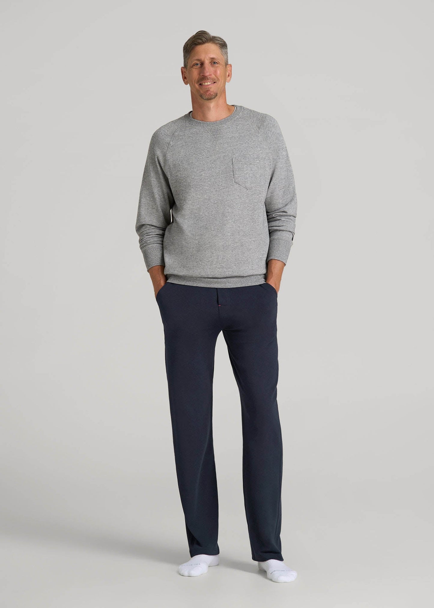 American Tall Men Open-Bottom Pajama Pants for Tall Men in Evening Blue