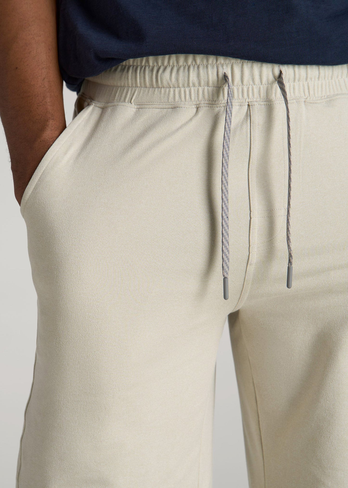 American Tall Men Weekender Stretch Lounge Shorts for Tall Men in Stone Heather