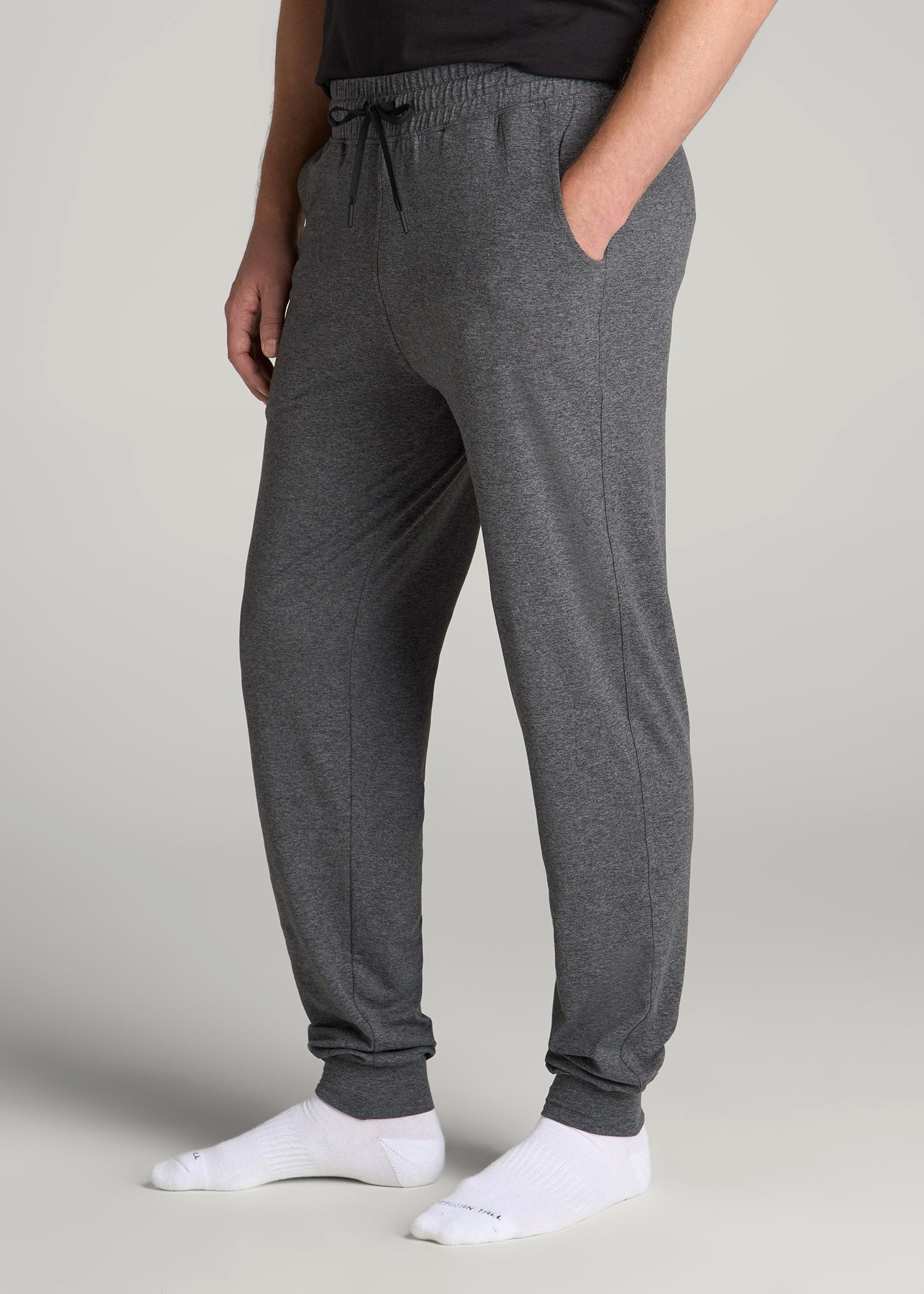 American Tall Men Weekender Stretch Lounge Joggers for Tall Men in Charcoal Mix