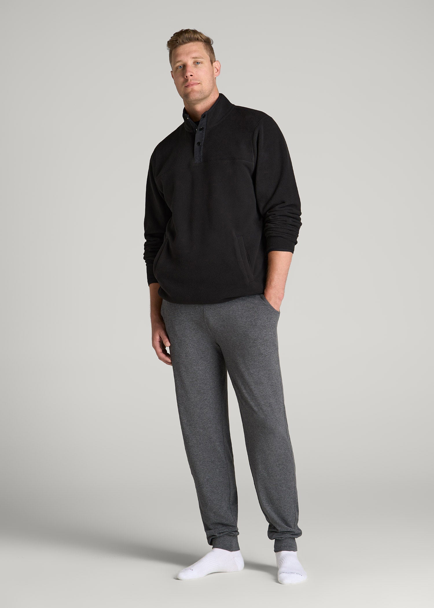 American Tall Men Weekender Stretch Lounge Joggers for Tall Men in Charcoal Mix