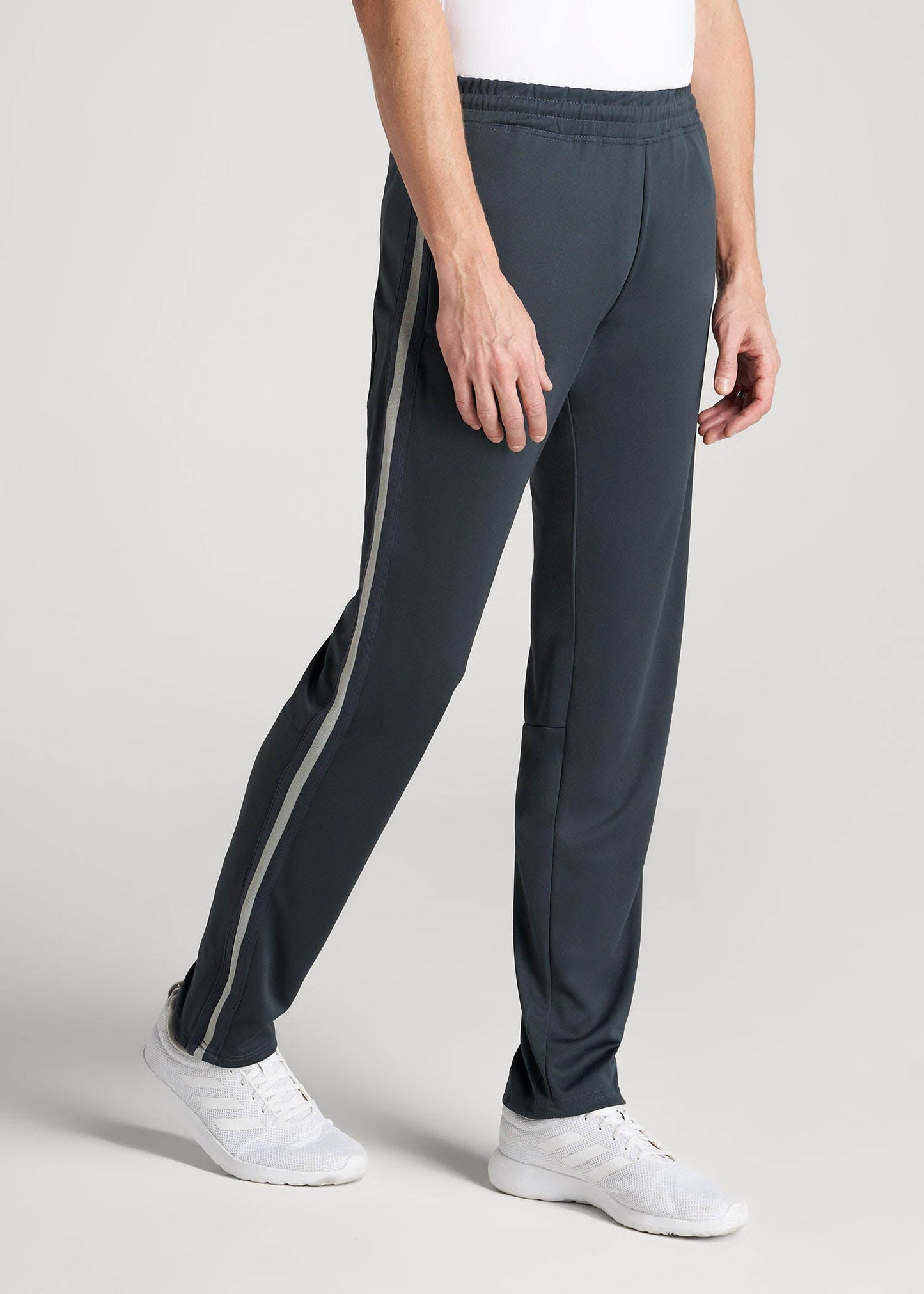 American Tall Men Athletic Stripe Pants for Tall Men in Storm Grey Stripe