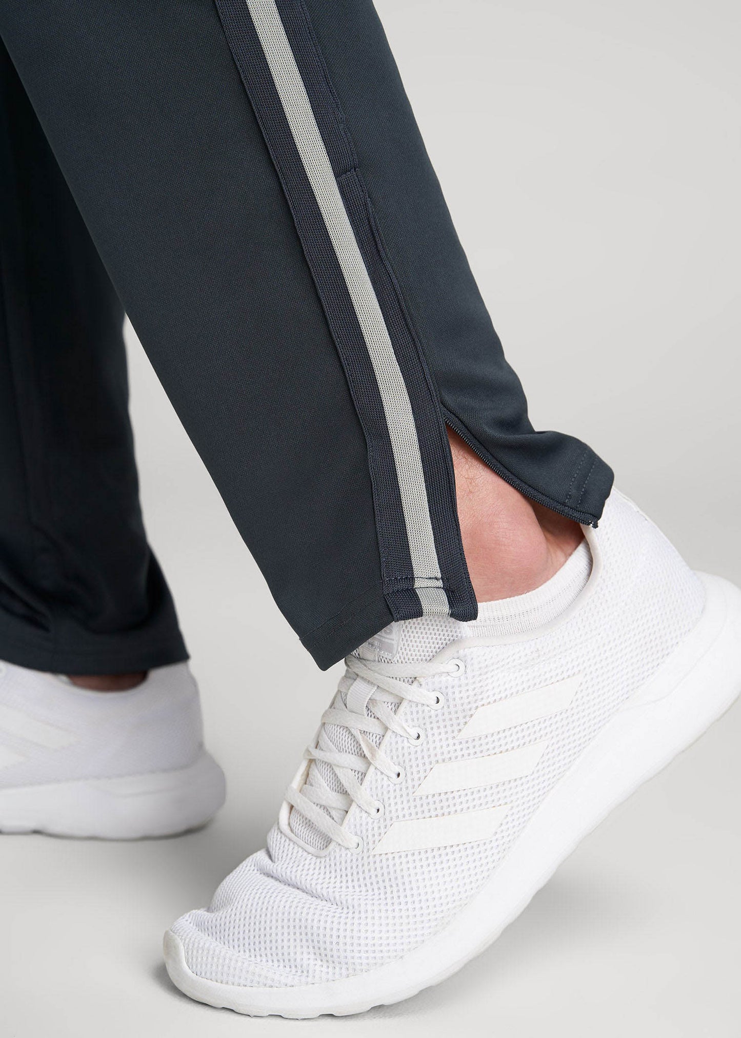 American Tall Men Athletic Stripe Pants for Tall Men in Storm Grey Stripe