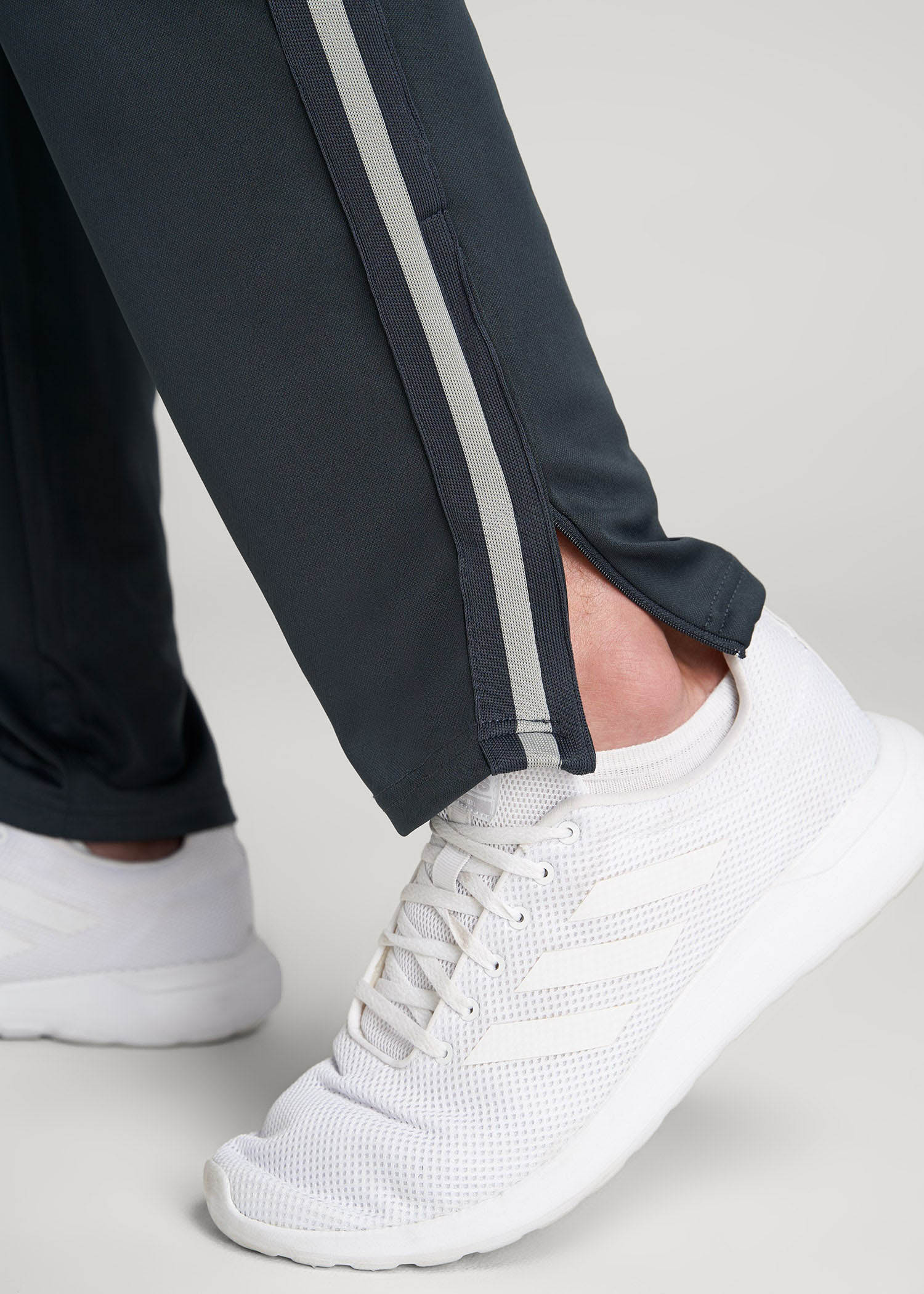 American Tall Men Athletic Stripe Pants for Tall Men in Storm Grey Stripe