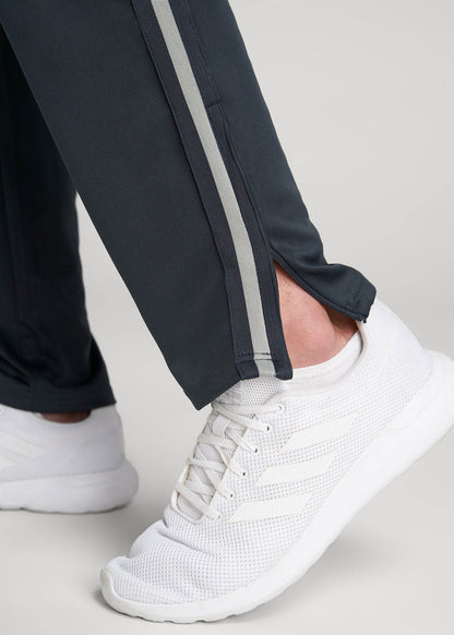 American Tall Men Athletic Stripe Pants for Tall Men in Storm Grey Stripe