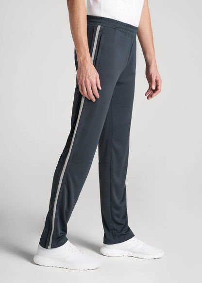 American Tall Men Athletic Stripe Pants for Tall Men in Storm Grey Stripe