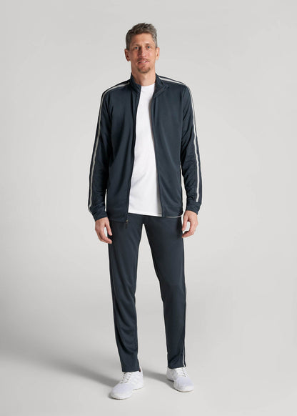American Tall Men Athletic Stripe Pants for Tall Men in Storm Grey Stripe
