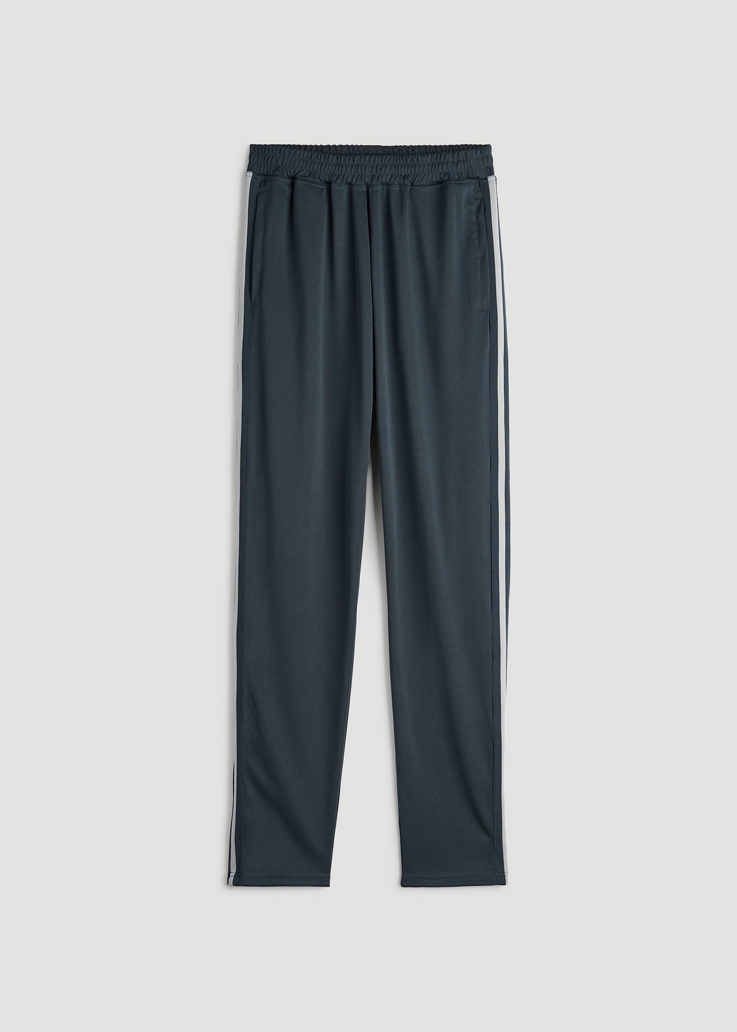 American Tall Men Athletic Stripe Pants for Tall Men in Storm Grey Stripe