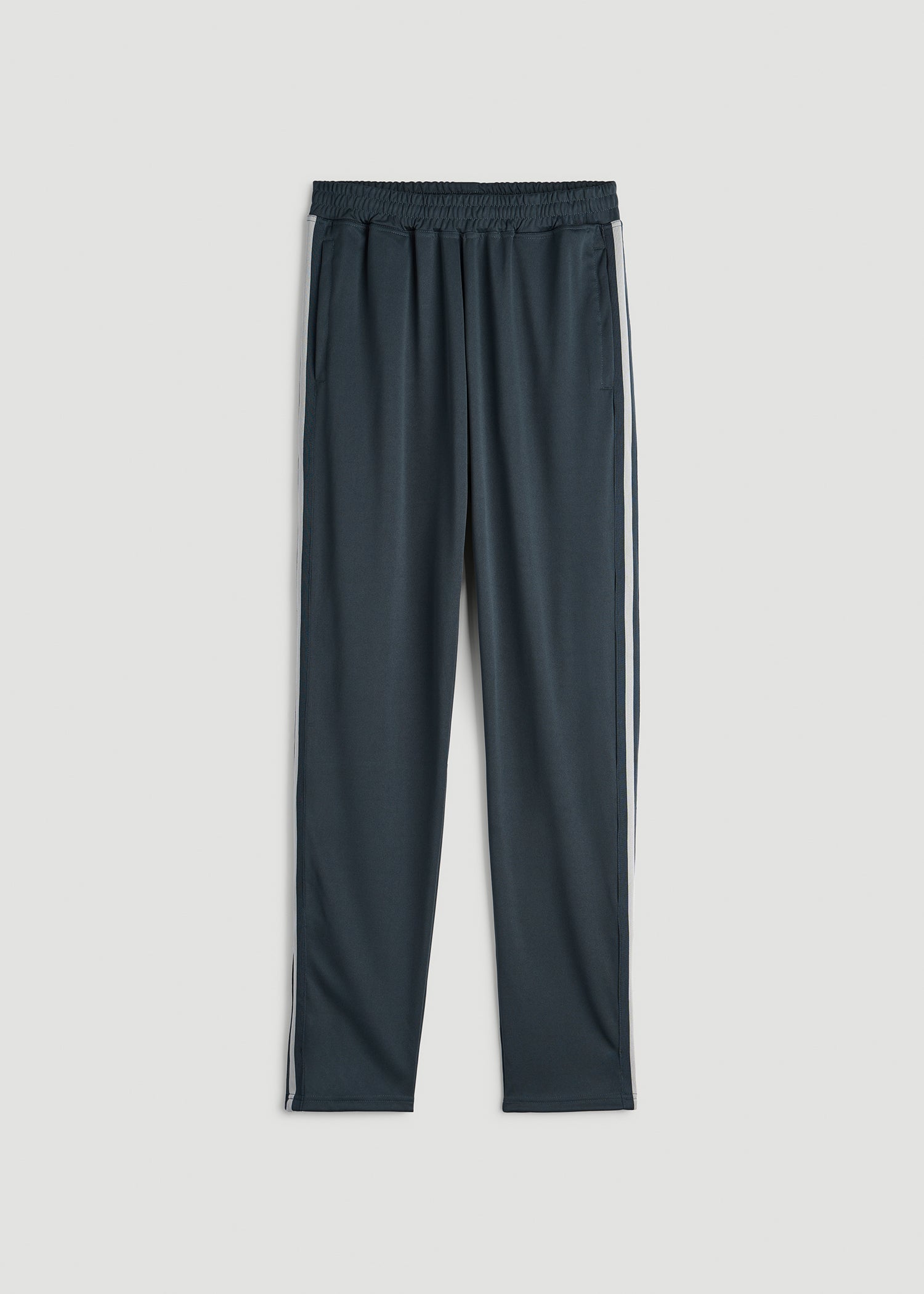 American Tall Men Athletic Stripe Pants for Tall Men in Storm Grey Stripe