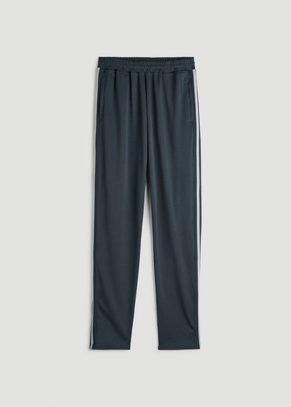 American Tall Men Athletic Stripe Pants for Tall Men in Storm Grey Stripe