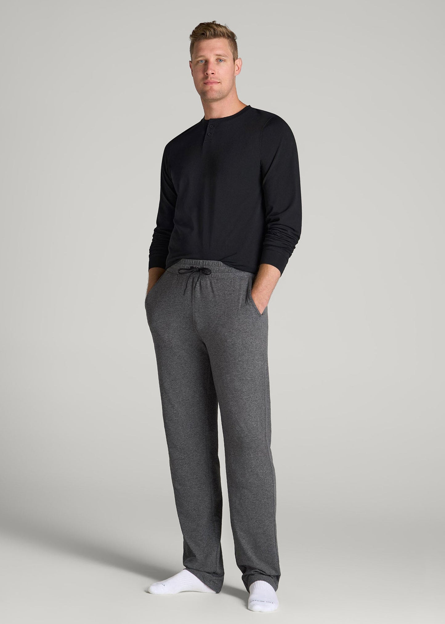 American Tall Men Weekender Stretch Lounge Pants for Tall Men in Charcoal Mix