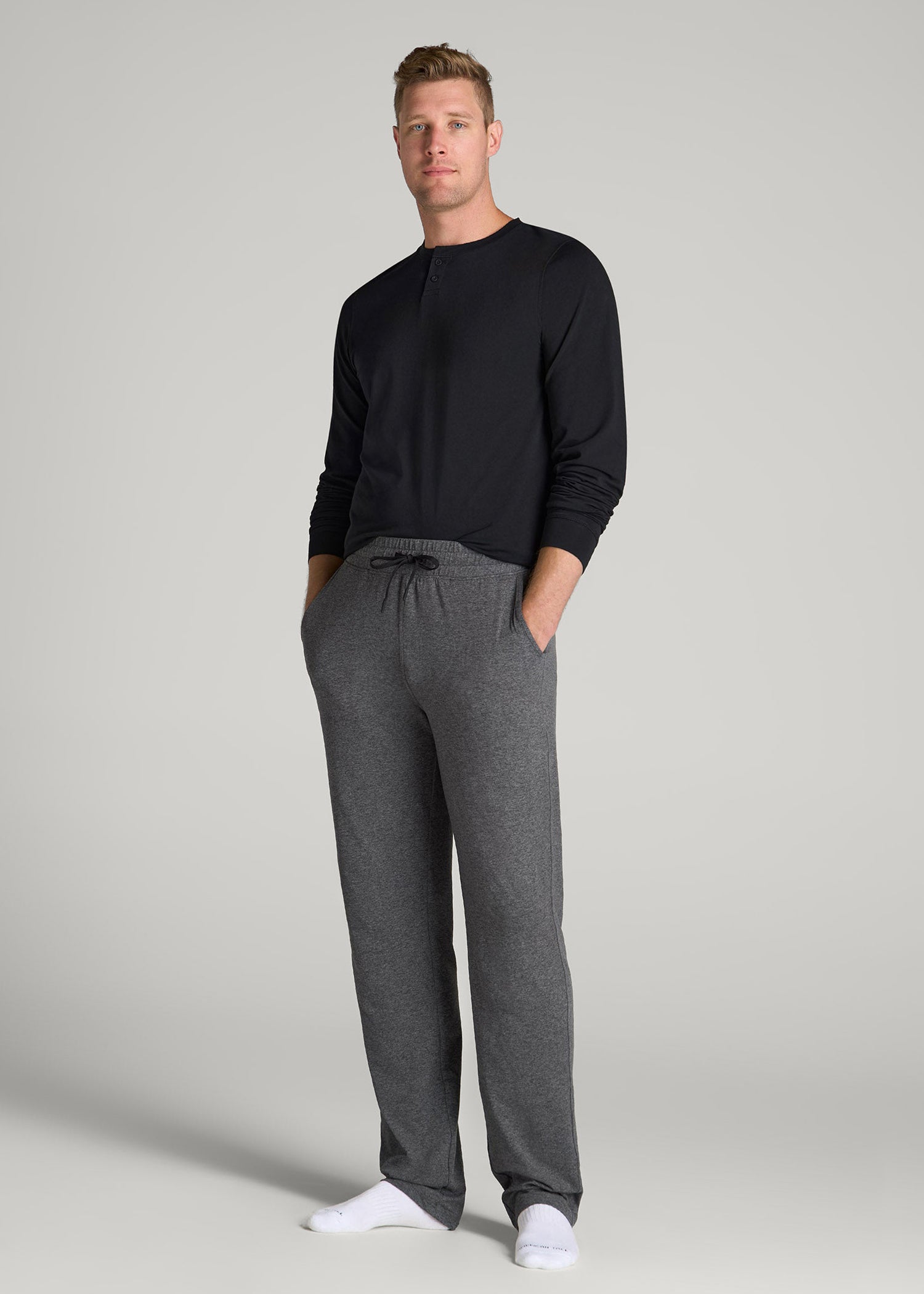American Tall Men Weekender Stretch Lounge Pants for Tall Men in Charcoal Mix