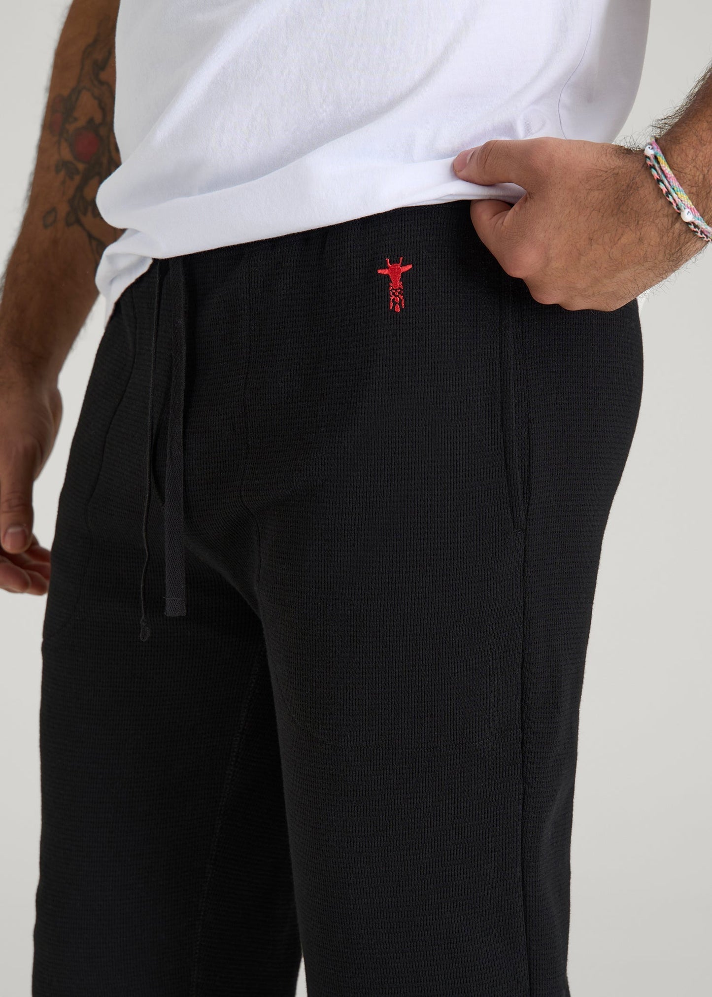 American Tall Men Waffle-Knit Lounge Jogger for Tall Men in Black